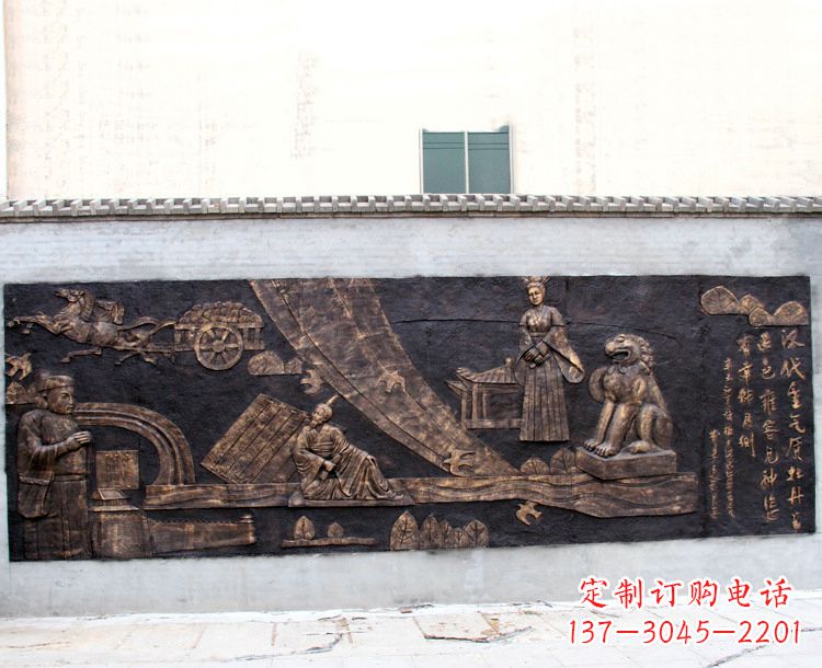 廊坊“汉代重气质,牡丹留正色”中国传统文化浮雕壁画,玻璃钢仿铜园林墙壁装饰壁画
