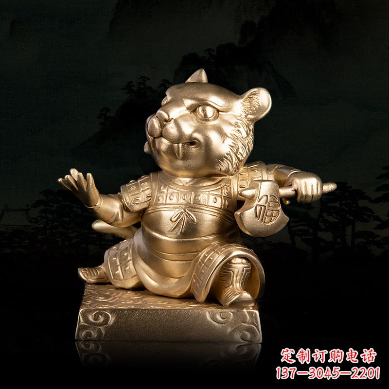 廊坊12生肖动物之福虎纯铜雕塑摆件