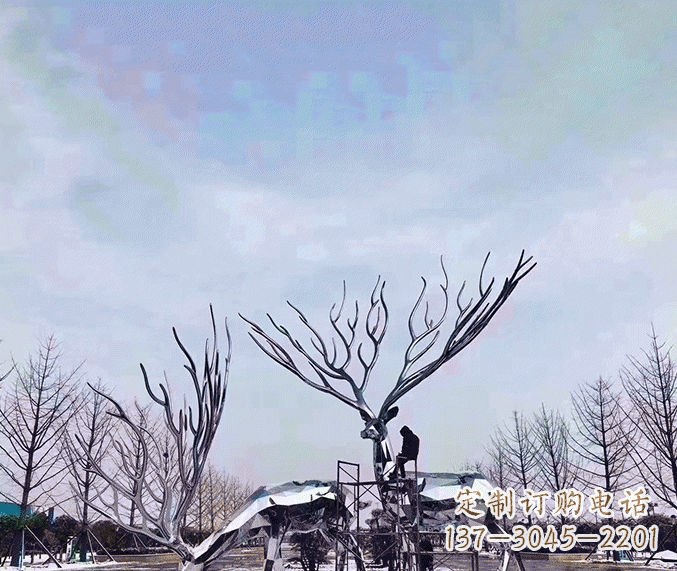 廊坊大型鹿群不锈钢雕塑