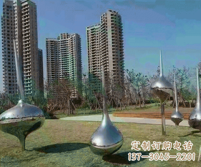 廊坊小区不锈钢抽象陀螺雕塑