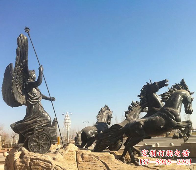 廊坊阿波罗战车小区景观铜雕 (3)