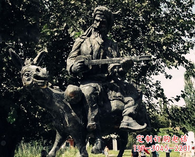 廊坊阿凡提和小毛驴公园景观铜雕