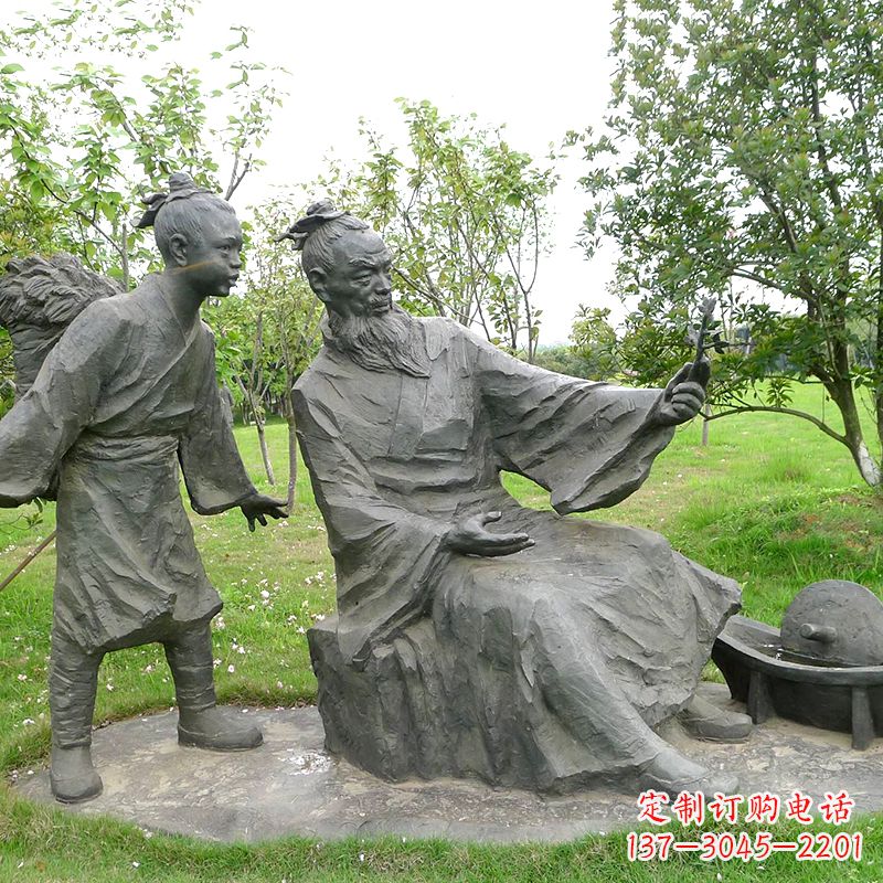 廊坊八大山人情景雕塑-中国明末清初知名画家朱耷公园情景小品