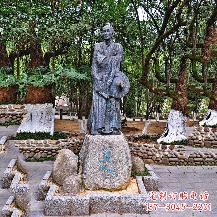廊坊八大山人铜雕塑像-中国古代历史名人著名画家朱耷雕像