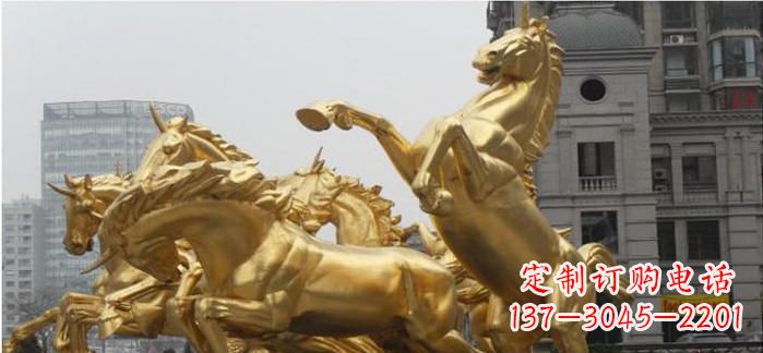 廊坊八马奔腾铜雕马群
