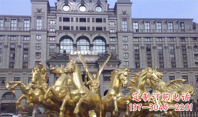 廊坊八匹马阿波罗战车酒店景观铜雕