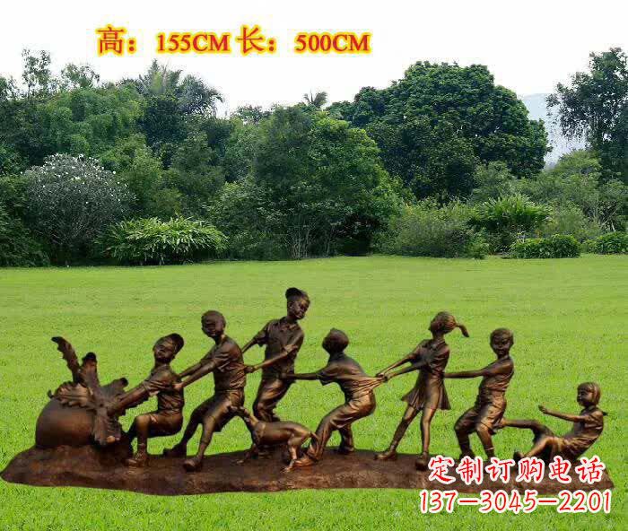 廊坊拔萝卜人物铜雕1
