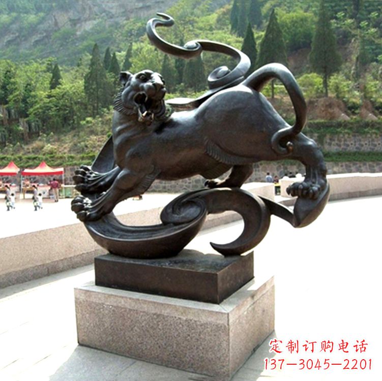 廊坊白虎神兽铜雕-纯铜铸造广场文化动物雕塑摆件