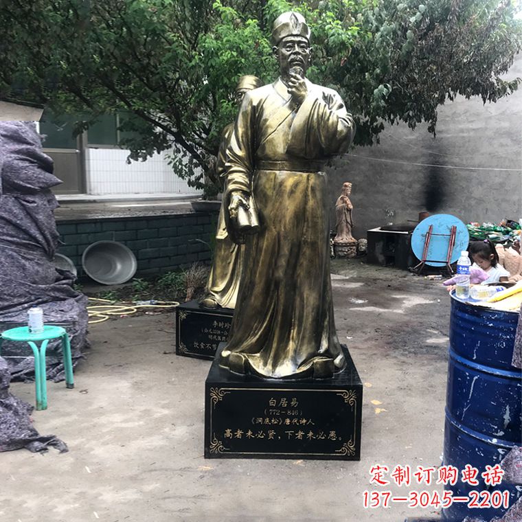 廊坊白居易仿铜雕像经典中国古代诗人的艺术再现
