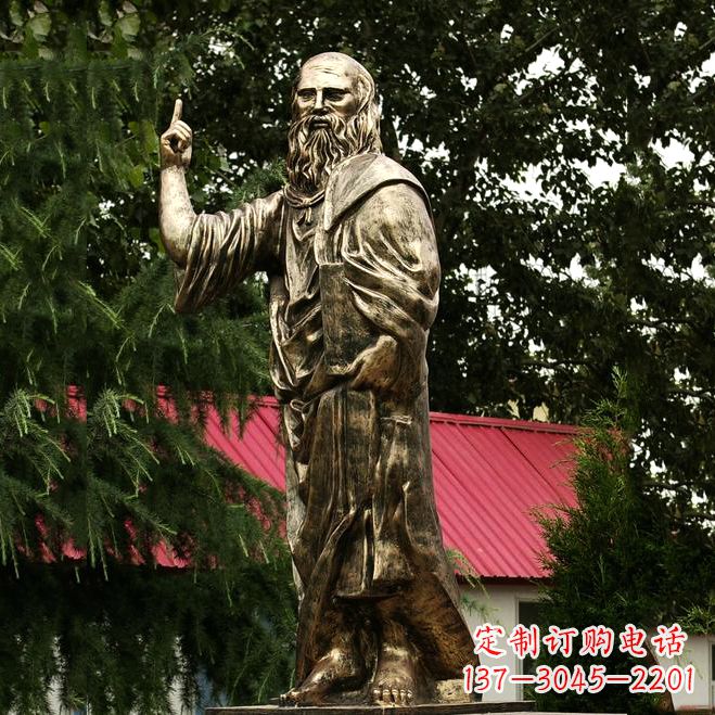 廊坊柏拉图玻璃钢仿铜雕像-古希腊哲学家雕塑