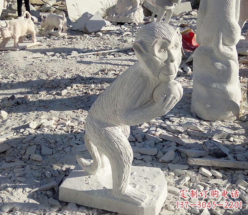 廊坊抱桃子的猴子石雕系列传承古老文化,让爱活跃起来