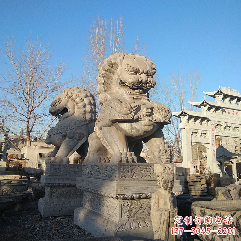 廊坊北京石雕狮子-企业楼宇大门动物雕塑摆件