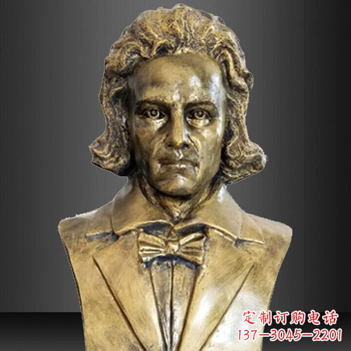 廊坊贝多芬雕塑作品-纯铜铸造名人胸像