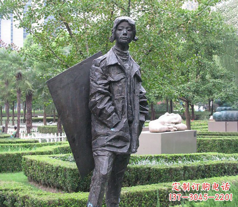 廊坊背画板女孩公园人物铜雕