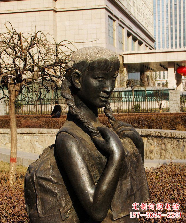 廊坊背书包的女孩公园人物铜雕