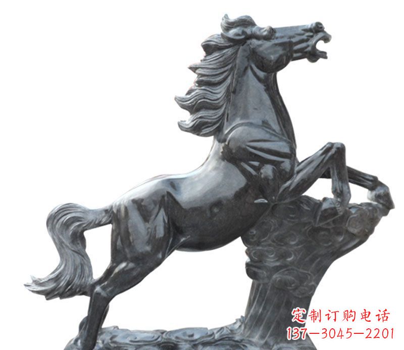 廊坊奔跑黑马石雕公园动物摆件