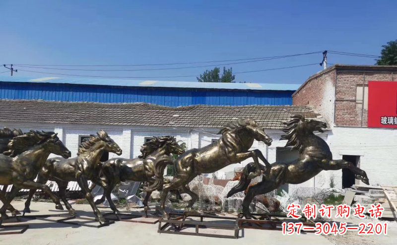 廊坊奔腾马群铜雕