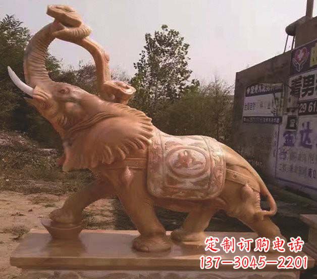 廊坊鼻卷如意的大象石雕