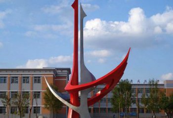 廊坊2只抱在一起的抽象仙鹤寓意“合和”的校园广场景观雕塑