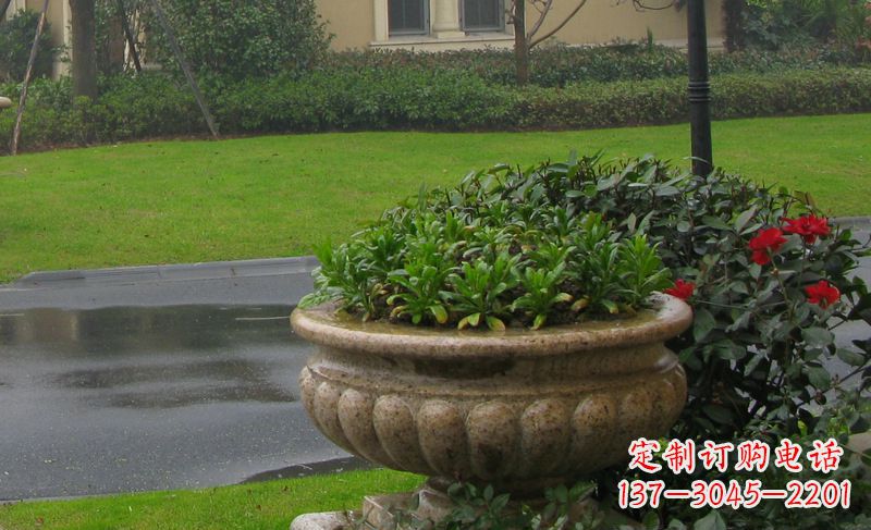 廊坊别墅景观大理石花盆石雕 (4)