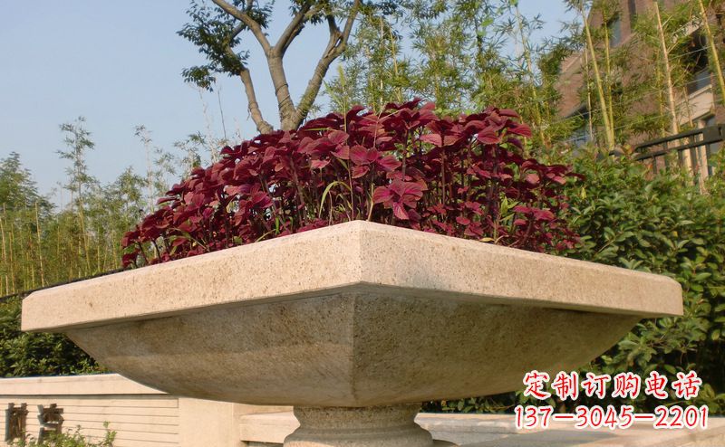 廊坊别墅景观大理石花盆石雕_1
