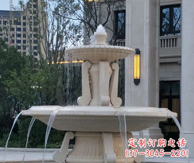 廊坊别墅景观汉白玉喷泉石雕 (2)