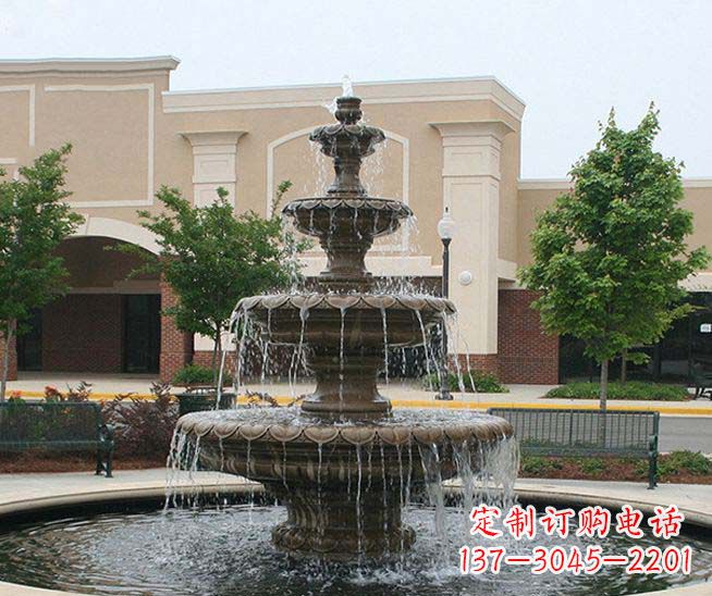 廊坊别墅景观石雕多层喷泉雕塑 (3)