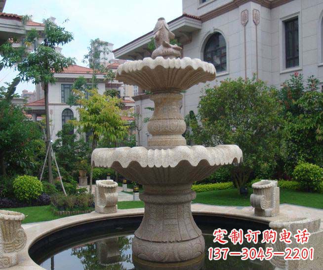 廊坊别墅景观石雕多层喷泉雕塑