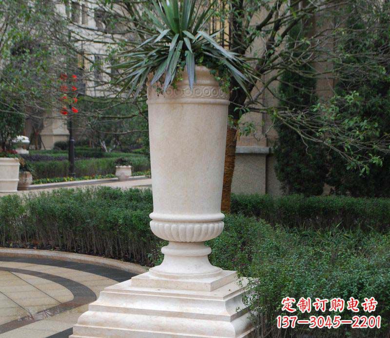 廊坊别墅景观石雕花盆