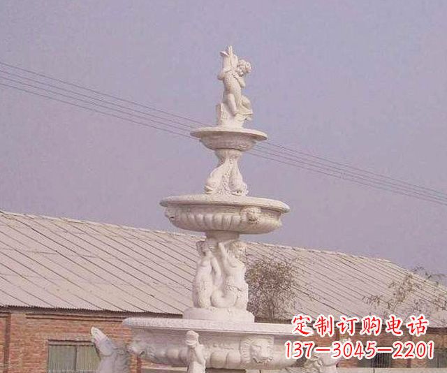 廊坊别墅景观天使喷泉石雕 (2)