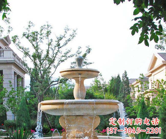 廊坊别墅景观晚霞红喷泉石雕