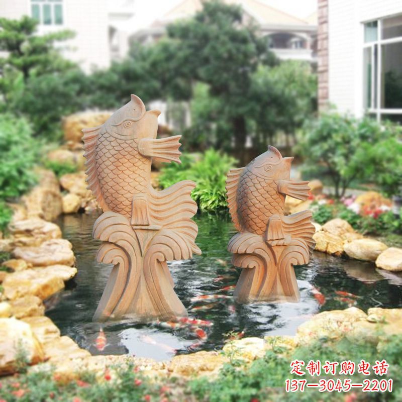 廊坊别墅庭院吉祥招财石雕鱼喷泉雕塑