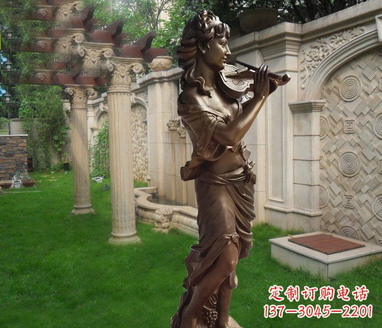 廊坊别墅西方女人玻璃钢仿铜景观雕塑