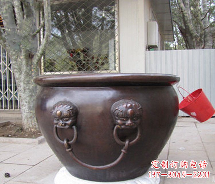 廊坊别墅招财水缸铜雕塑摆件 (2)