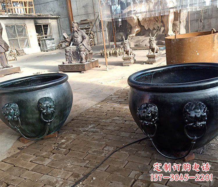 廊坊别墅招财水缸铜雕塑摆件 (3)