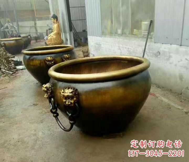 廊坊别墅招财水缸铜雕塑摆件 (4)