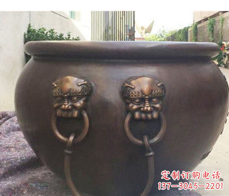 廊坊别墅招财水缸铜雕塑摆件