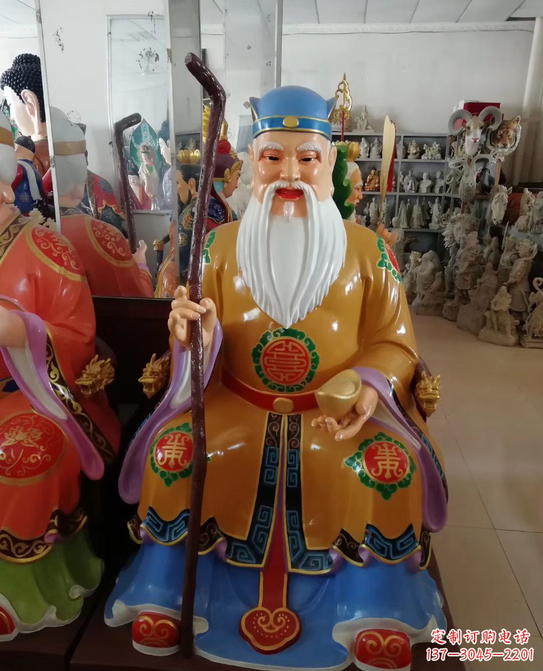 廊坊玻璃钢彩绘神像土地公雕塑