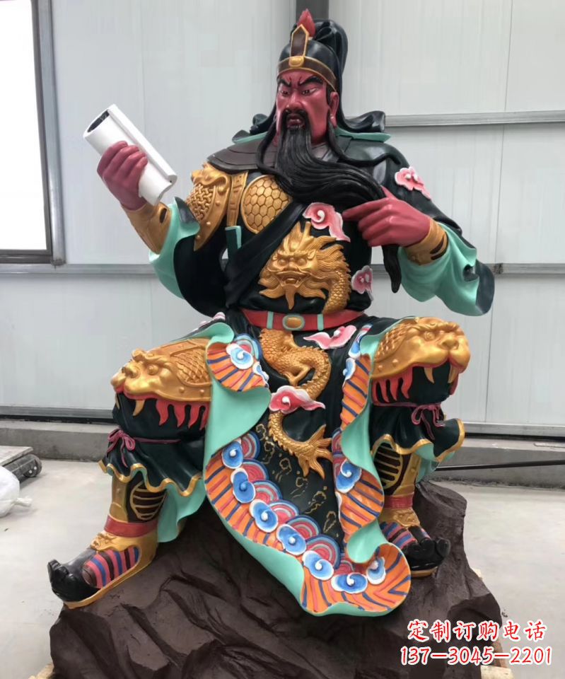 廊坊玻璃钢彩绘关公雕像艺术之美
