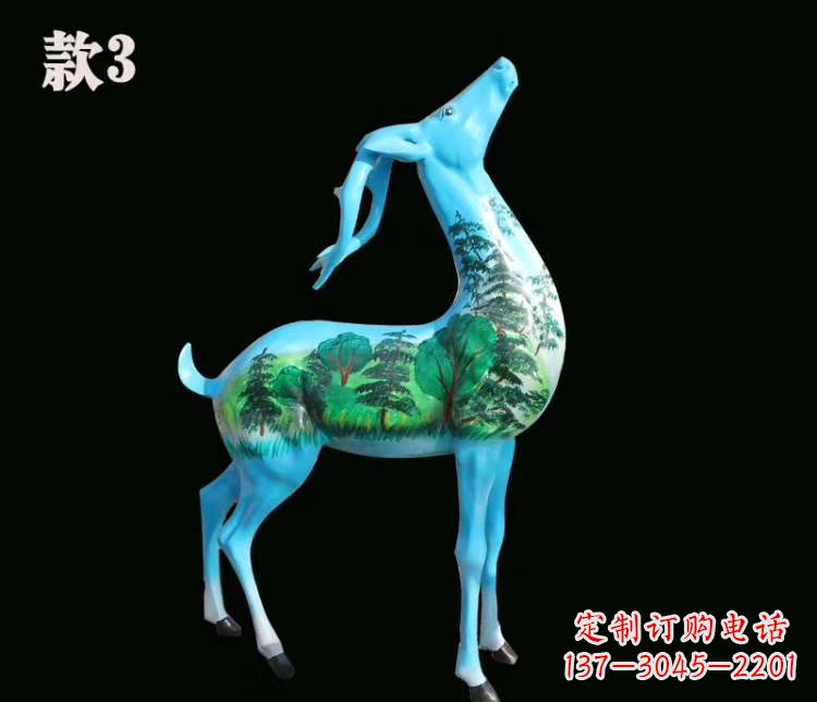 廊坊玻璃钢彩绘艺术小鹿雕塑