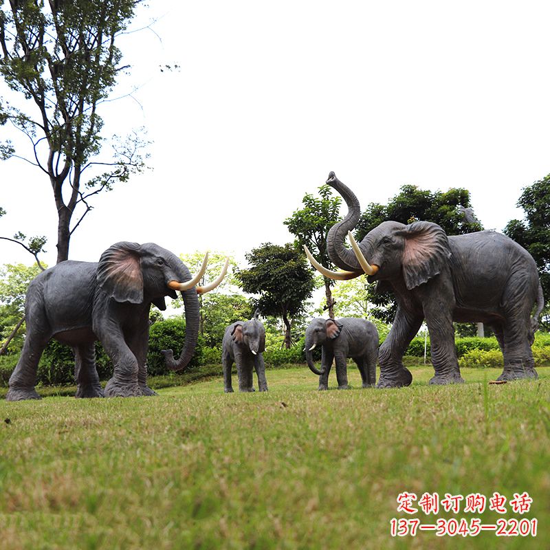廊坊玻璃钢大象雕塑传承古老文化,点缀园林景观