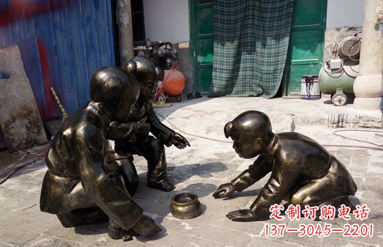 廊坊玻璃钢仿铜斗蛐蛐的古代儿童