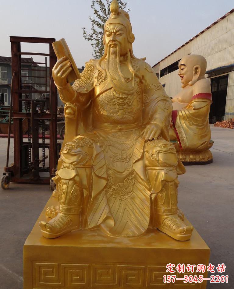 廊坊玻璃钢仿铜关公雕塑——传承春秋精神