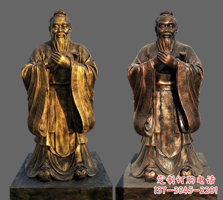廊坊玻璃钢仿铜孔子雕塑——校园名人的荣耀