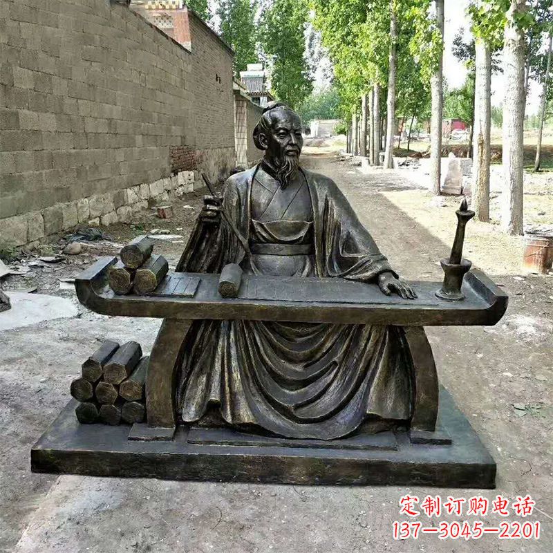廊坊玻璃钢仿铜历史名人张衡情景雕塑