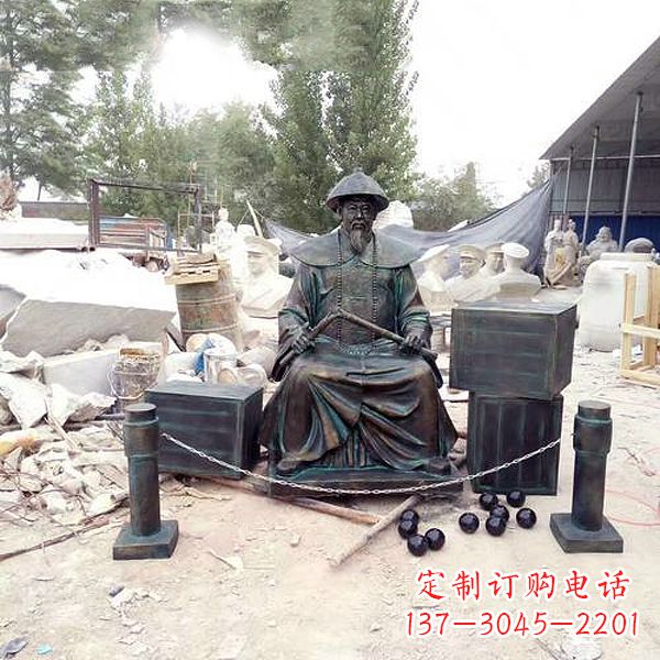 廊坊玻璃钢仿铜林则徐销烟雕塑