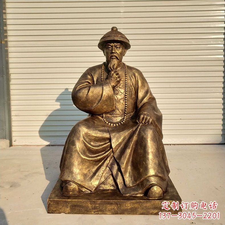 廊坊玻璃钢仿铜林则徐坐姿雕像