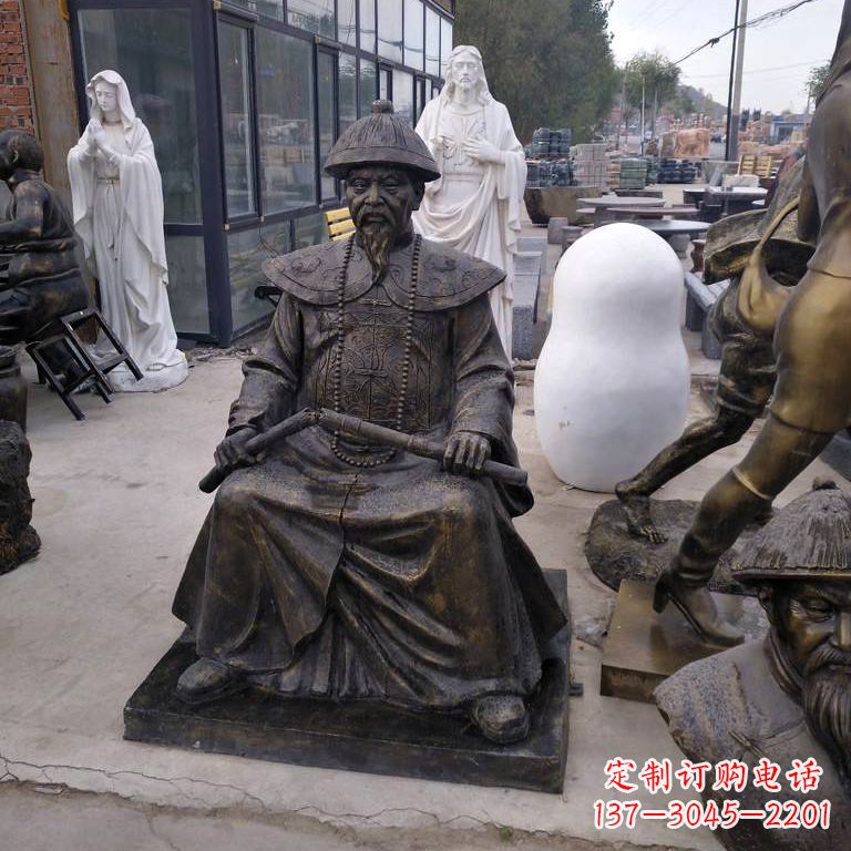 廊坊玻璃钢仿铜林则徐坐姿像