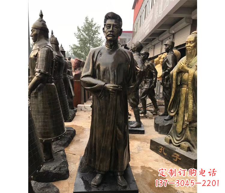 廊坊玻璃钢仿铜校园近代名人鲁迅雕塑