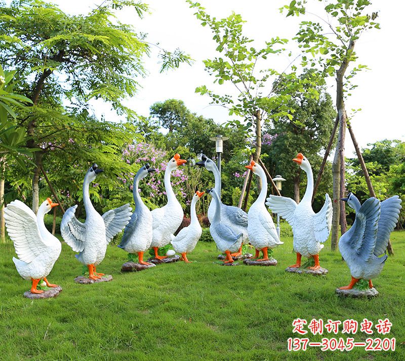 廊坊玻璃钢雕刻的精美鹅
